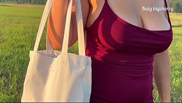 I caught a curvy girl in a public place for anal masturbation and decided to help her