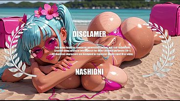 On the Public Beach, 5 on 1 Anal Gangbang with Black Guys with Double Anal Penetration – AI GENERATION